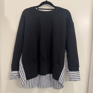 Current/Elliott Two-Tone Striped Back Sweatshirt – Size 0 (XS)